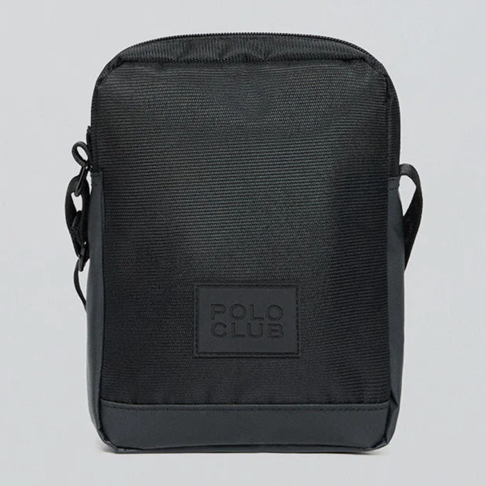 Borsa a tracolla Riverdale nera con toppa Polo Club in gomma