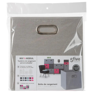 Panier tissu 31x31cm "Mix N' Modul" gris clair chiné