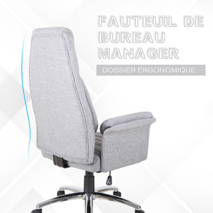 Fauteuil de bureau ergonomique hauteur réglable roulettes pivotantes 69 x 68 x 126 cm gris