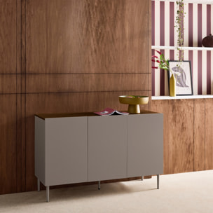 Buffet décor bois piétement métal 3 portes 120cm ASHTON