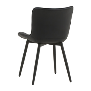 Set di 4 sedie KUDI CHIN in similpelle nero e gambe in metallo nero