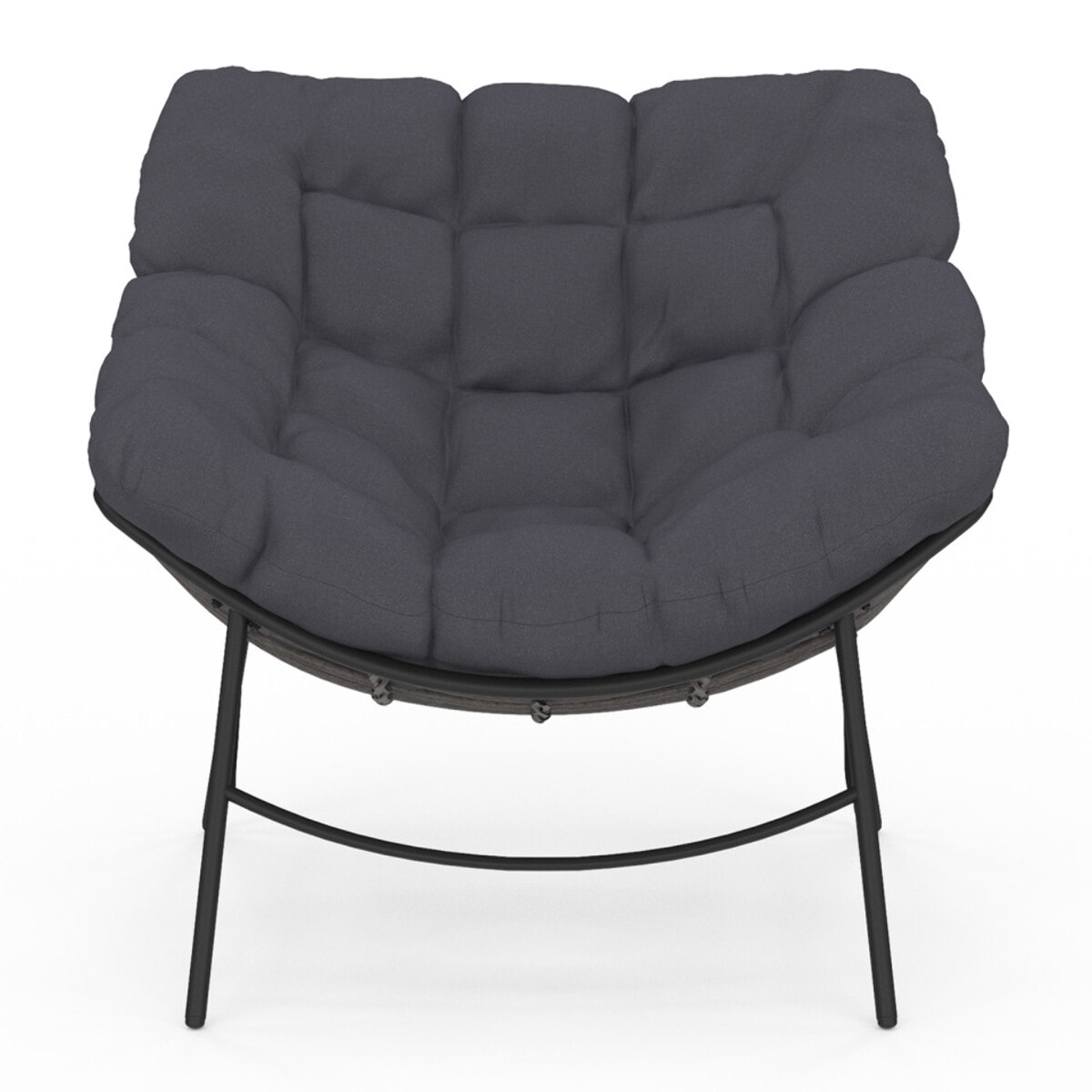 Fauteuil de jardin Lois rotin et coussin gris