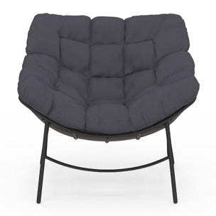 Fauteuil de jardin Lois rotin et coussin gris