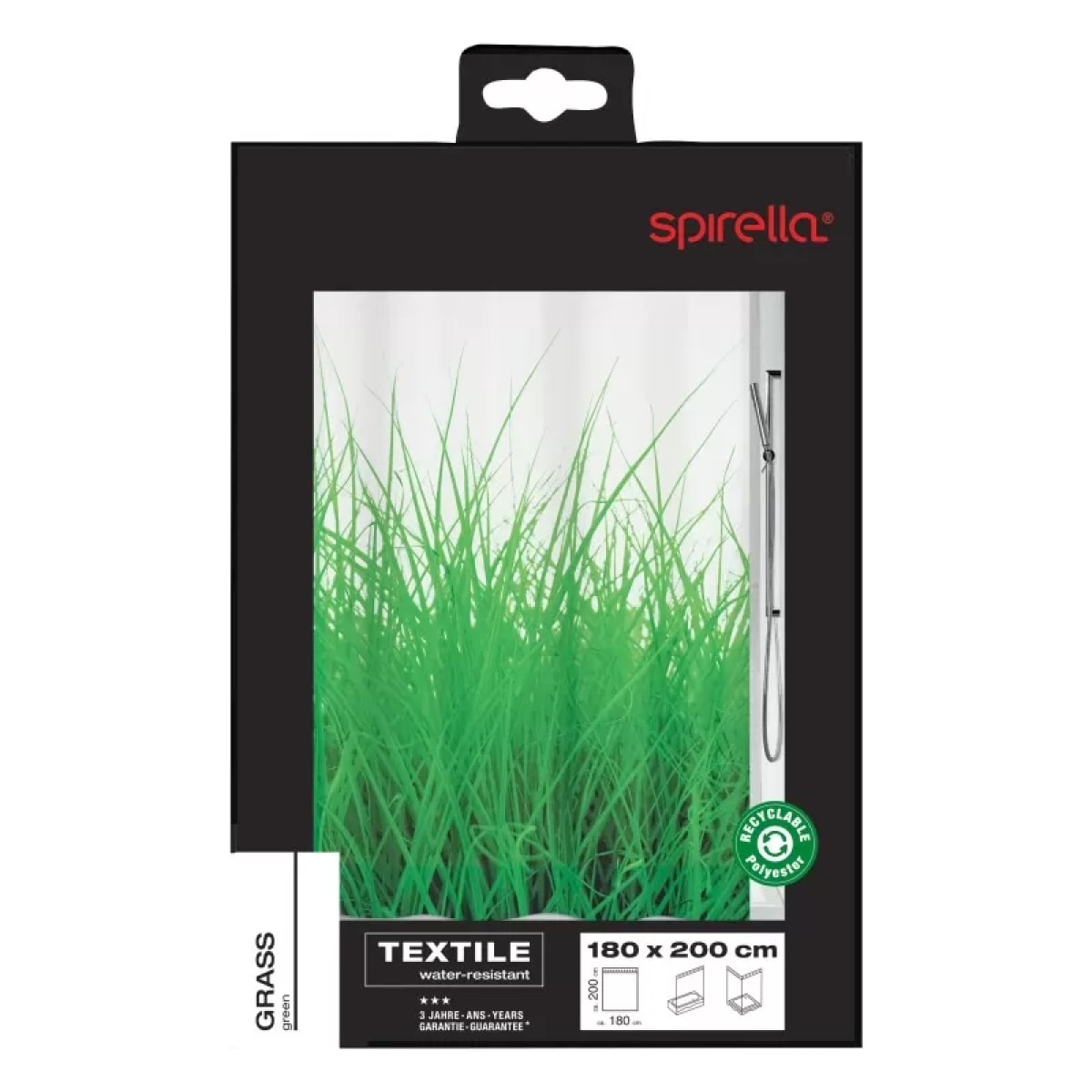 Rideau de douche Polyester GRASS 180x200cm Vert Spirella