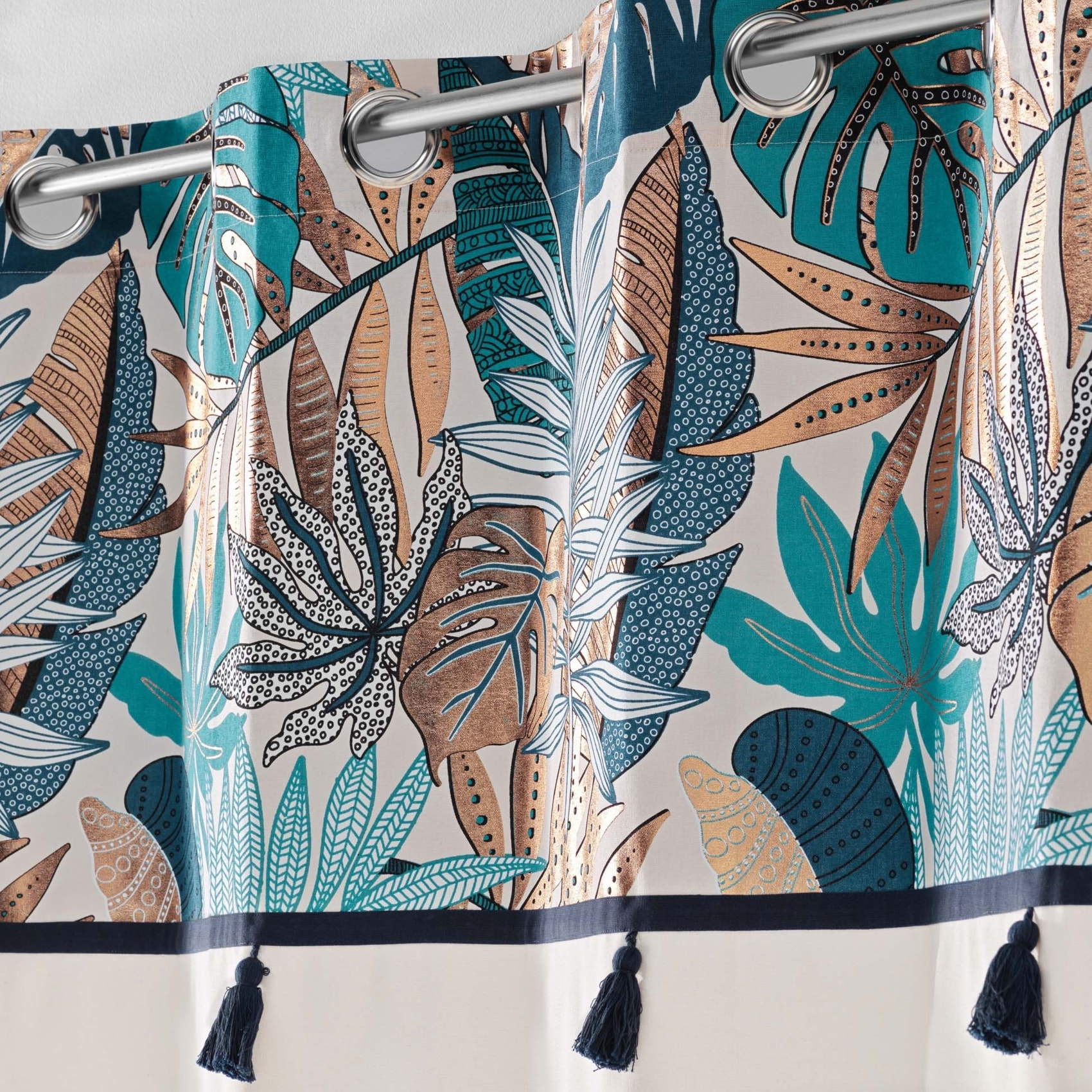 Rideau au top imprimé exotique - Naturel