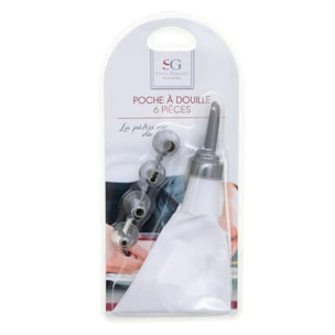 Poche à douilles avec 6 douilles inox