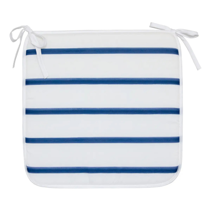 Galette de chaise Oceania 39x39cm rayée bleu et blanc
