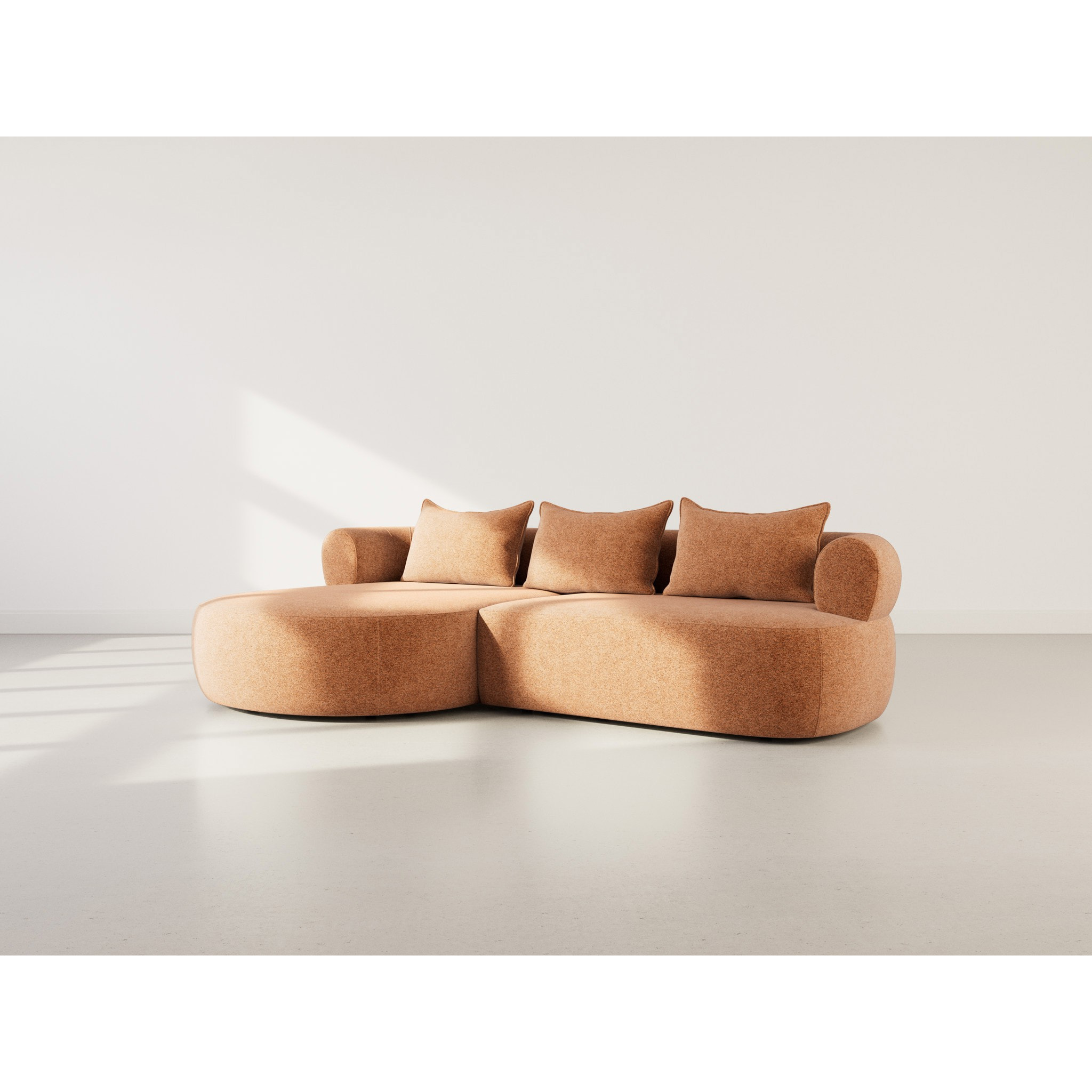 Angela - canapé d'angle gauche 4 places en velours texturé - Terracotta