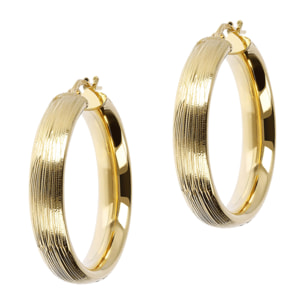 Orecchini a Cerchio Diamantati in Argento 925 placcato Oro Giallo 18Kt Diametro 3cm