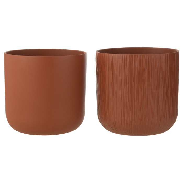 J-Line cache-pot Gen - céramique - brun - XXL - 2 pièces - Ø 26.5 cm