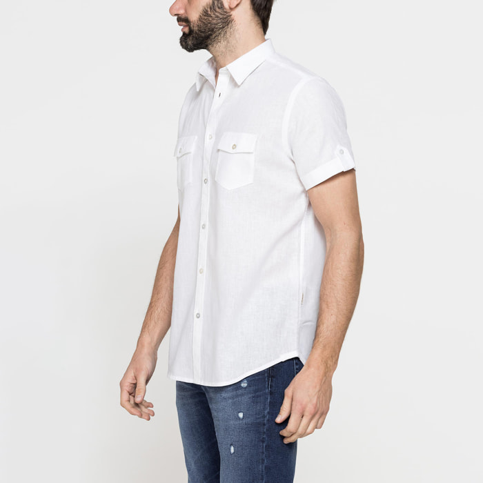 CAMICIA ESTIVA A MANICA CORTA IN MISTO LINO