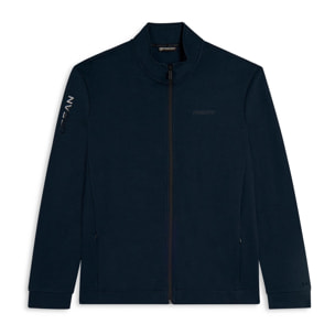 Felpa full zip con collo alto e dettagli effetto lucido