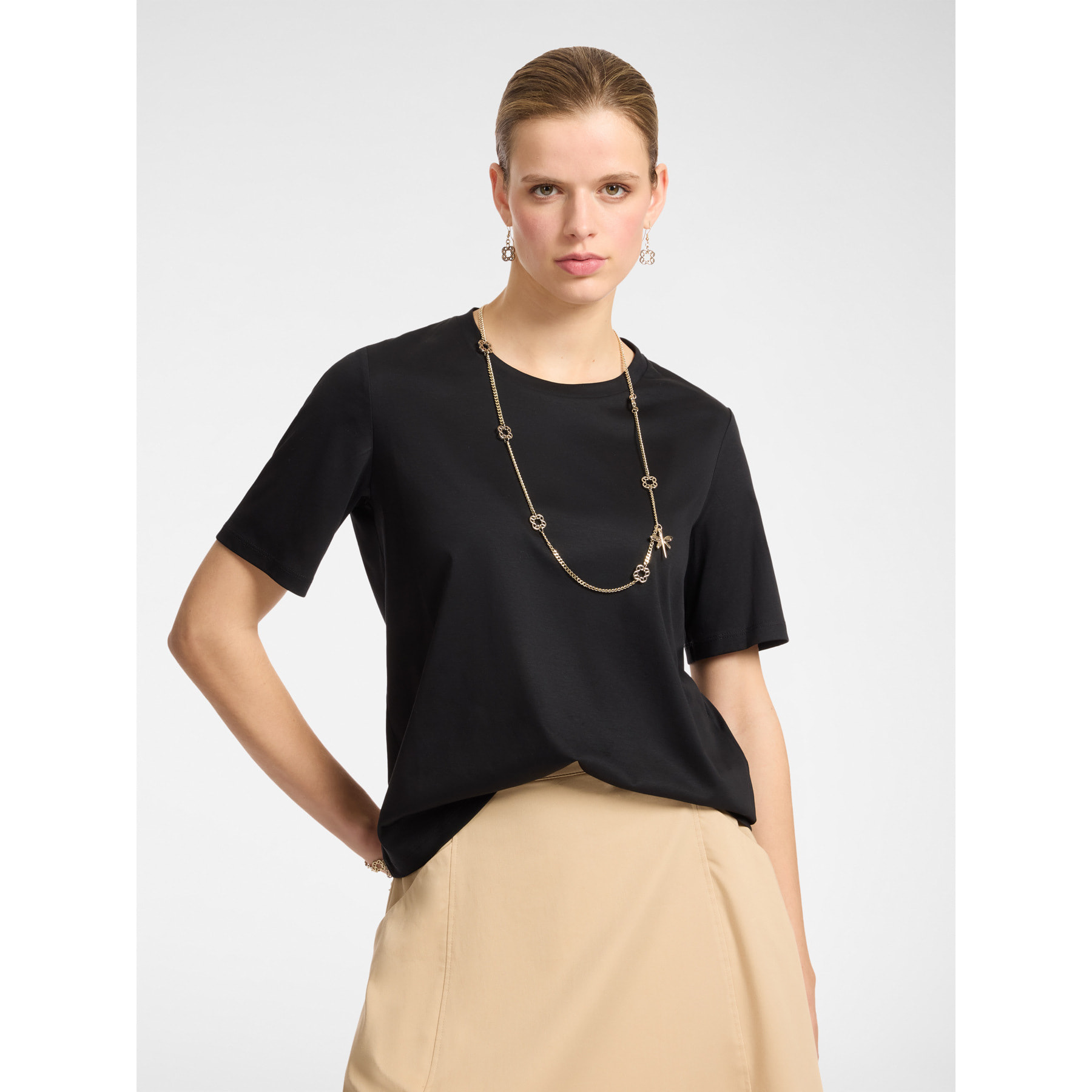 Elena Mirò - camiseta con collar - Negro