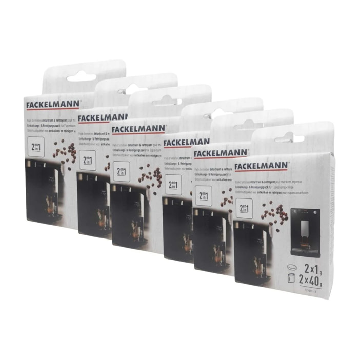 Ensemble de 6 Packs entretien détartrant et nettoyage pour machine à expresso Fackelmann Petit Déjeuner