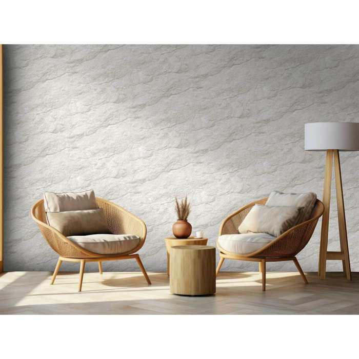 Papier peint effet pierre naturelle blanc ivoire