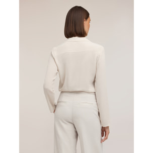 Motivi - Camicia body in crêpe de chine con scollo incrociato - Beige