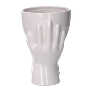 Portavaso in ceramica mani bianco cm10,5x9,5h13,7