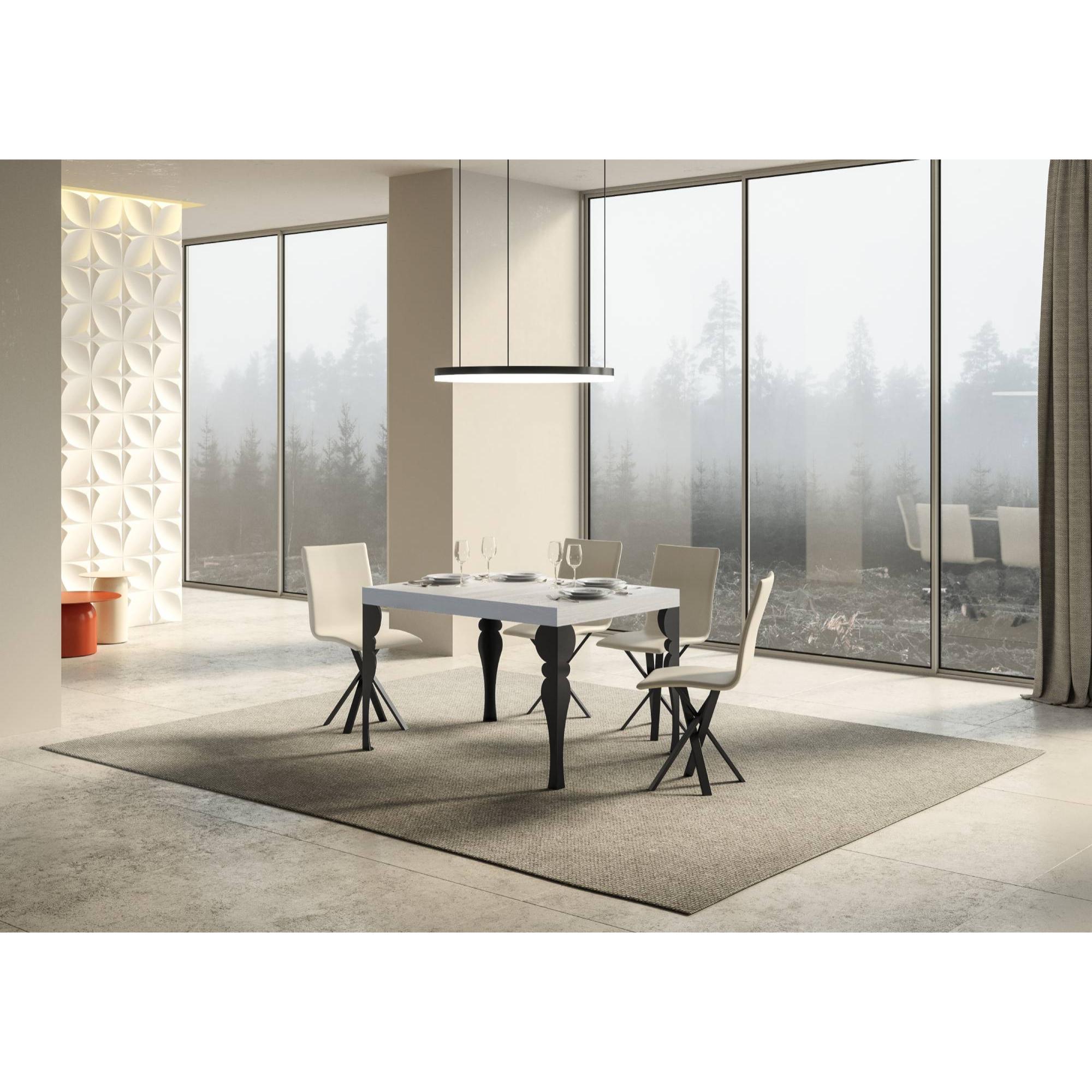 Tavolo allungabile 90x140/244 cm Paxon Premium Bianco Frassino telaio Antracite