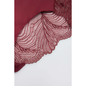 Mutandine a vita alta in pizzo granato