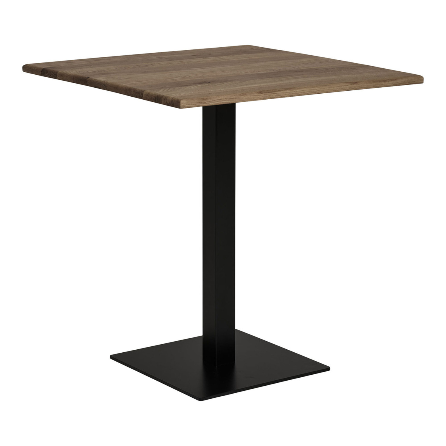 Tavolo bistrot Lignano in rovere affumicato con base in metallo nero 70x70x75 cm