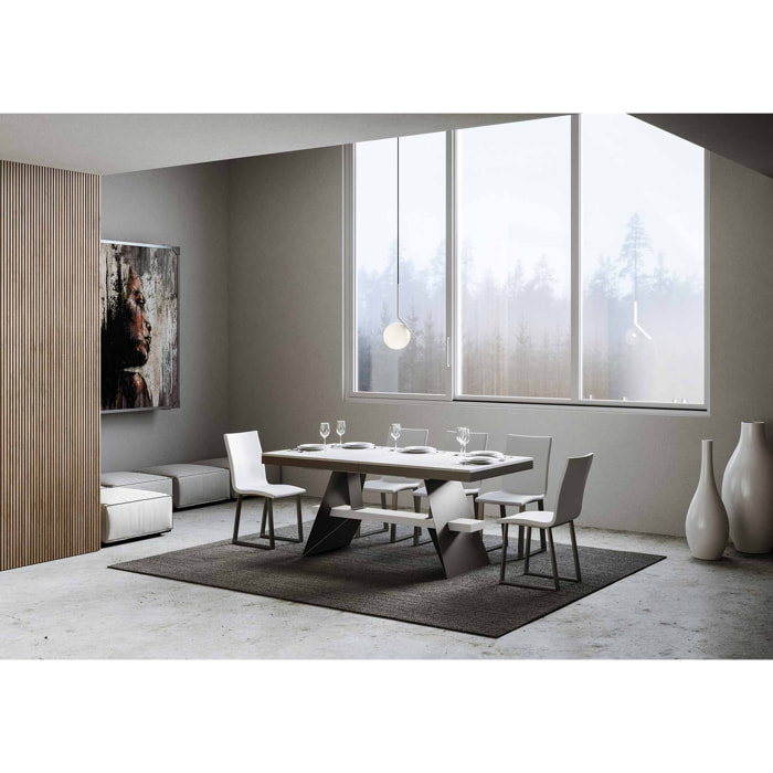 Mesa extensible 90x180/440 cm Baita Evolution Fresno Blanco estructura Antracita