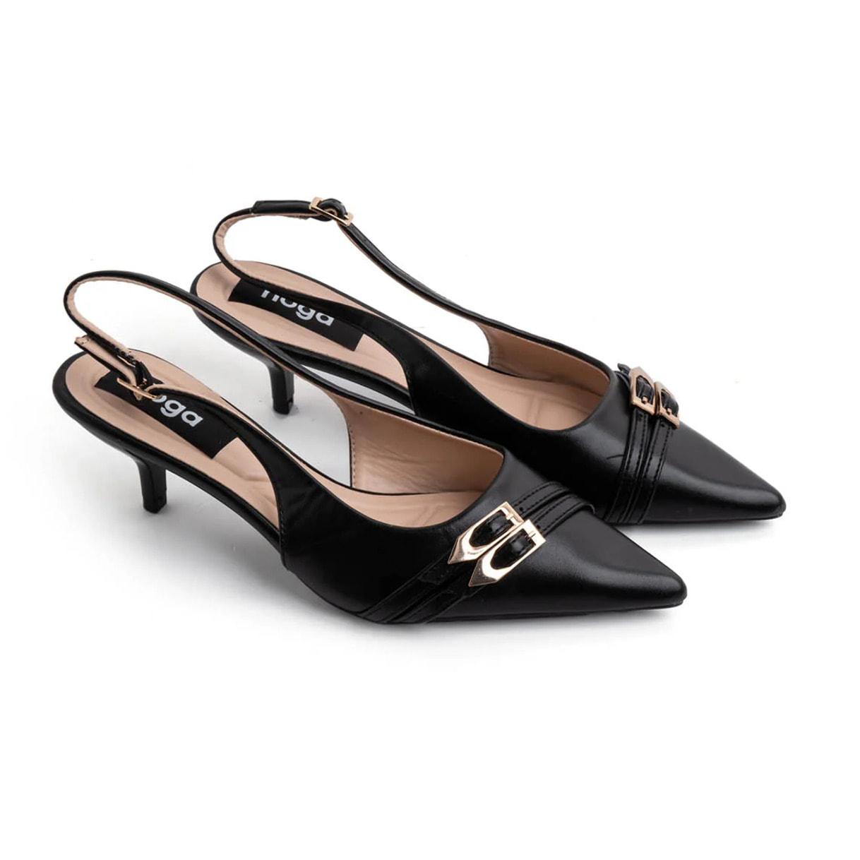 Slingback con doppio cinturino - NERO