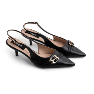 Slingback con doppio cinturino - NERO