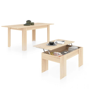 Pack mesa de comedor 140 y mesa de centro Vita Roble Canadian