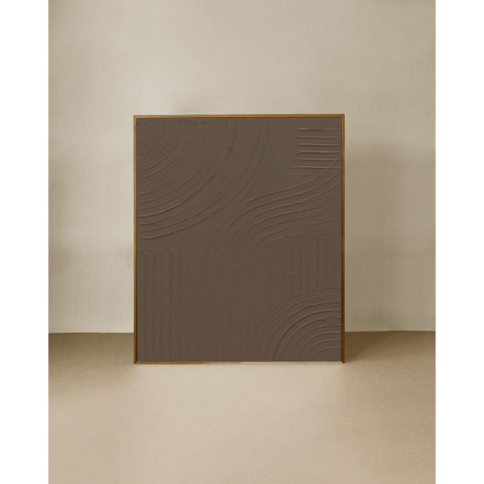 Tableau marron décoratif sur coton avec cadre en bois peint à la main à la peinture à l'huile en différentes tailles