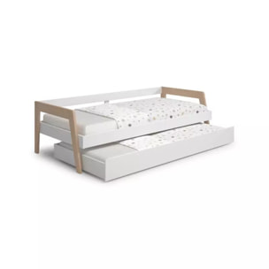 Cama doble juvenil Misty Haze Blanco - Oak Soft