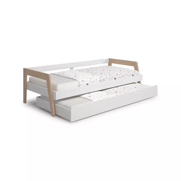 Cama doble juvenil Misty Haze Blanco - Oak Soft