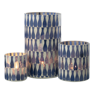 J-Line Chandelier - verre - bleu/blanc - large