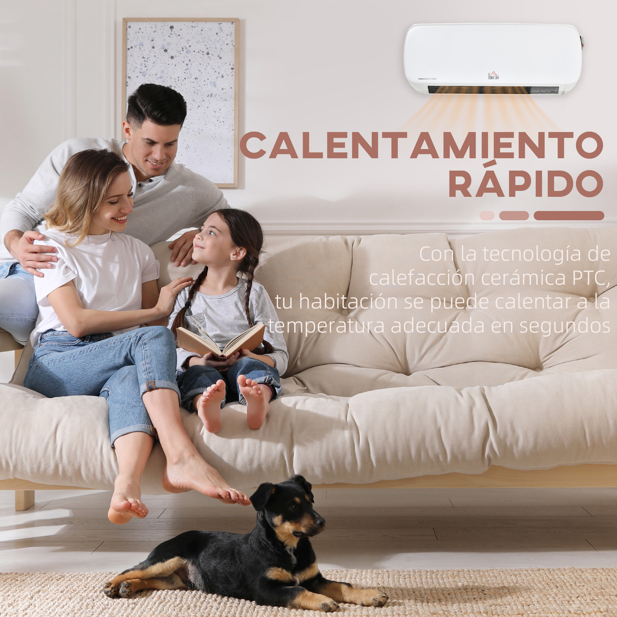 Calefactor Baño de Pared 1000W/2000W con Mando a Distancia 3 Modos de Viento Temporizador de 12H Termostato y Sistema Antivuelco para 25 m² 45x18,6x11,5 cm Blanco