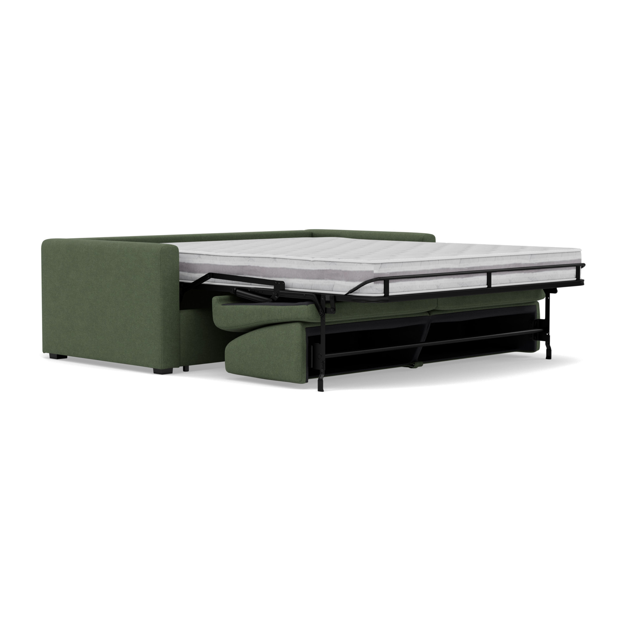 Julia - canapé 3 places convertible couchage quotidien matelas 18 cm en tissu - Vert