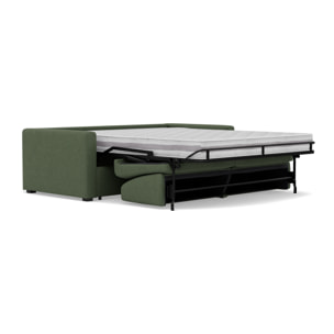 Julia - canapé 3 places convertible couchage quotidien matelas 18 cm en tissu - Vert
