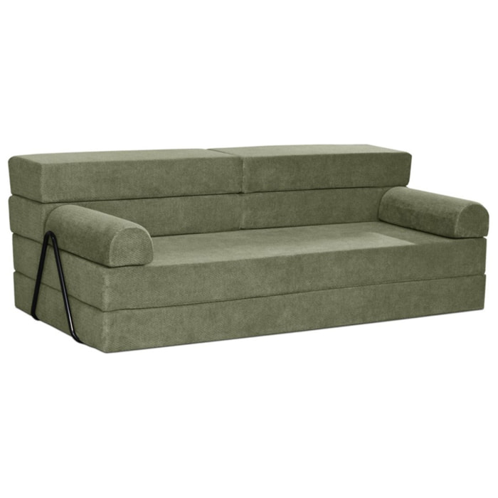 Astral - Canapé 3 places convertible en velours texturé - Vert