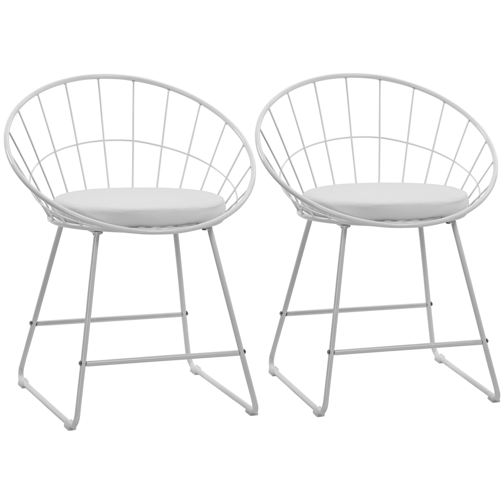 Lot de 2 chaises en métal blanc et coussin blanc ALEX