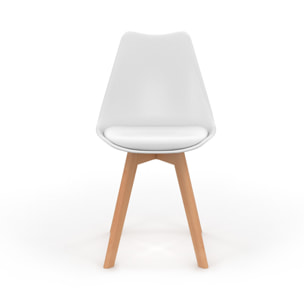 Chaises Nordia blanche pieds bois - lot de 6