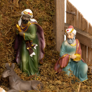 Crèche de Noël avec 8 santons 35x23,5cm résine