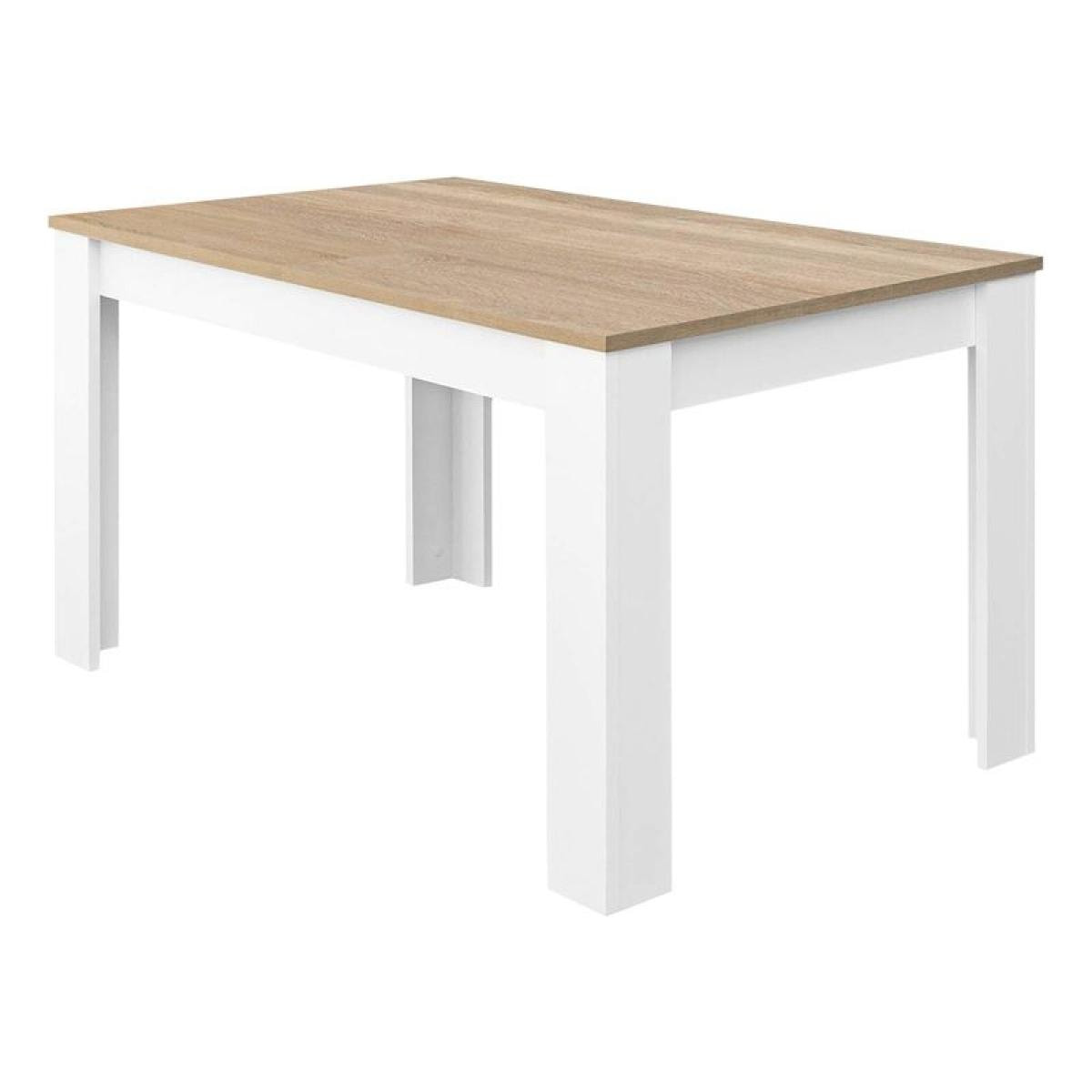 Mesa de comedor extensible Kendra 140 Blanco Artik (Blanco Mate) - Roble Canadian