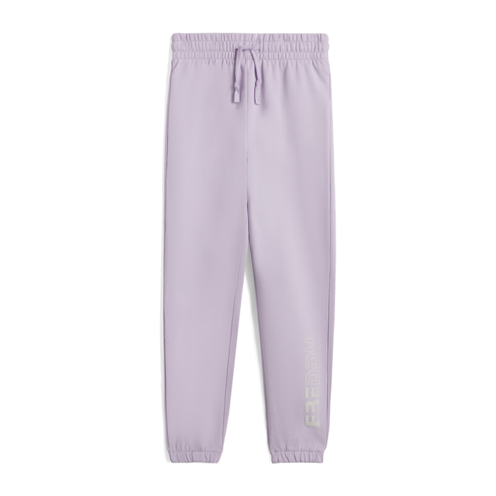 Pantaloni joggers da bambina in felpa con logo sul fondo