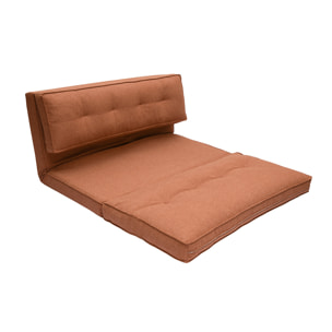 Chauffeuse 2 places convertible en tissu terracotta SALLY