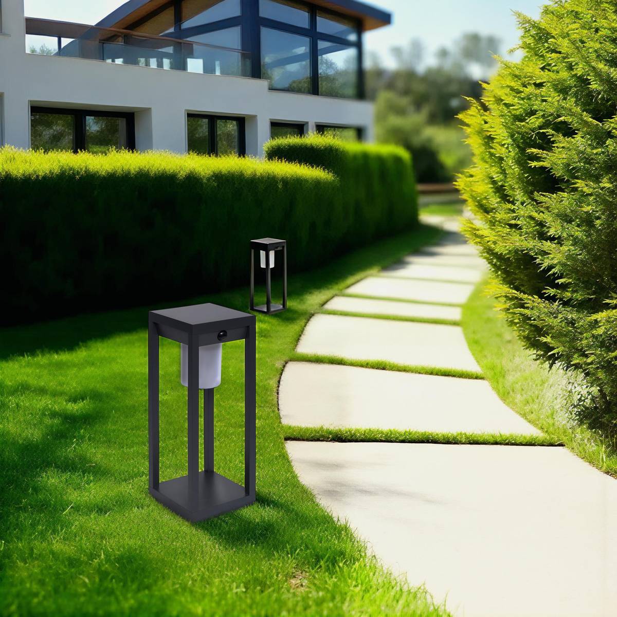 Lanterne Piky solaire gris graphite H40cm