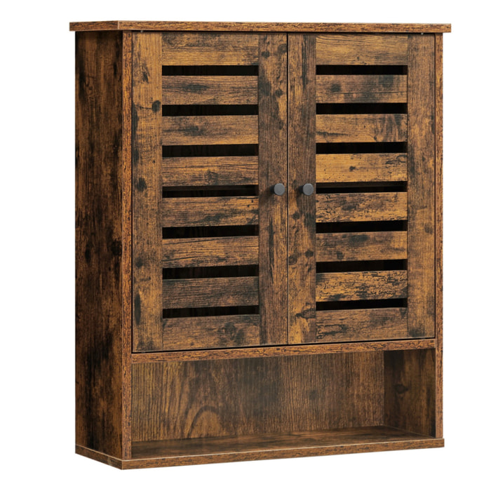 Mobiletto pensile da bagno in legno rustico con ripiano aperto