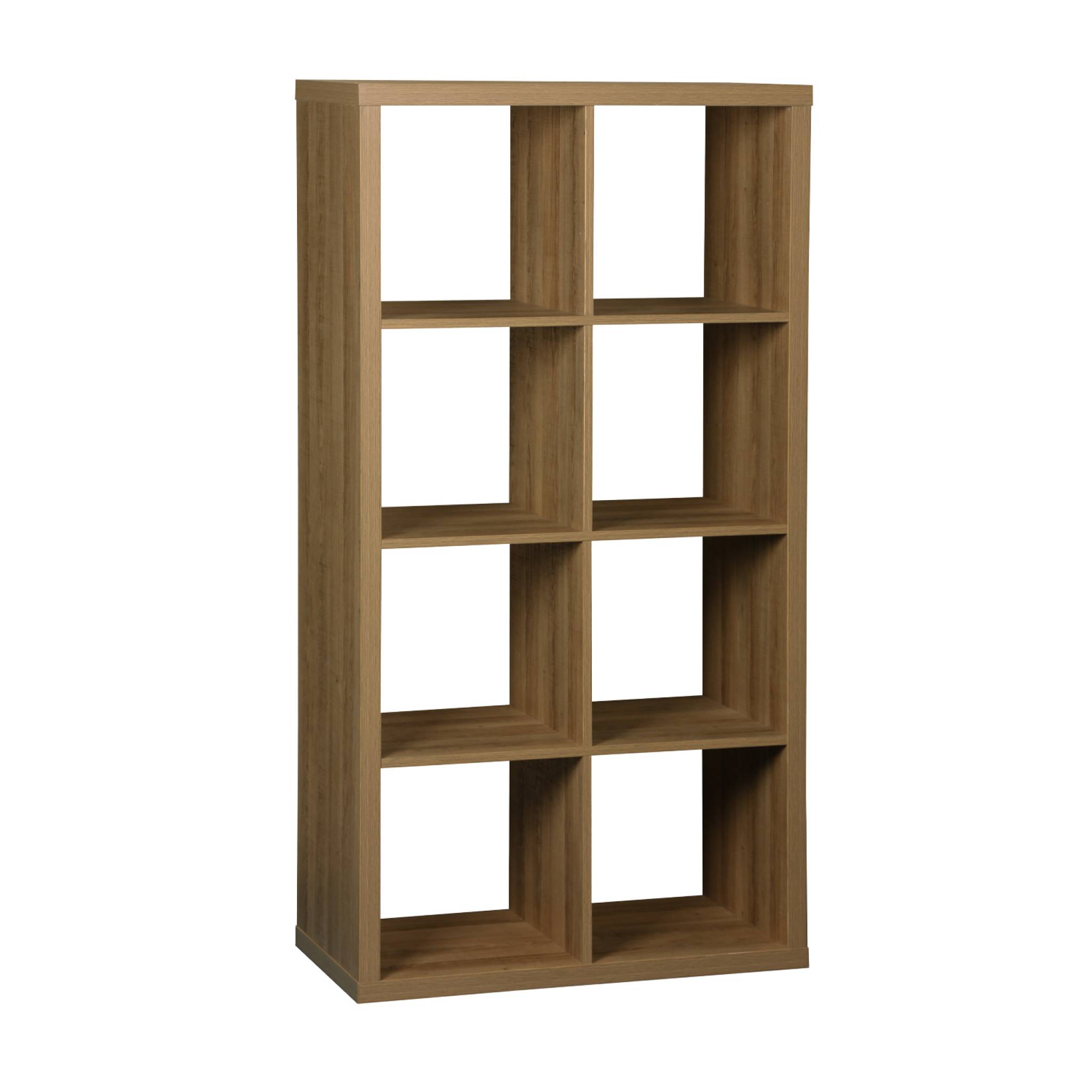 Etagère bibliothèque 4 niveaux 8 compartiments. casiers. effet bois de manguier. L 76 x P 39 x H 146cm