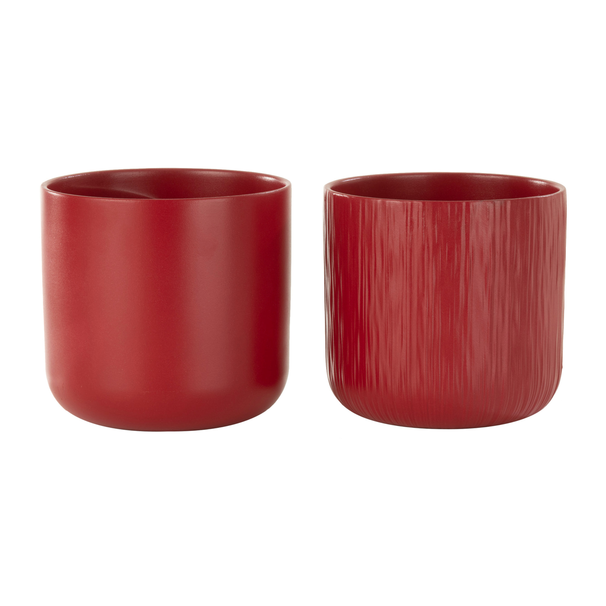 J-Line cache-pot Gen - céramique - rouge - large - 2 pièces - Ø 18.5 cm