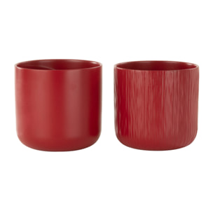 J-Line cache-pot Gen - céramique - rouge - large - 2 pièces - Ø 18.5 cm