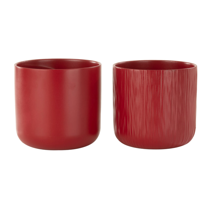 J-Line cache-pot Gen - céramique - rouge - large - 2 pièces - Ø 18.5 cm