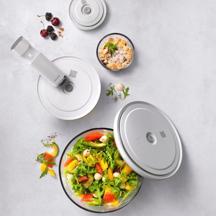 Set de bols sous vide S/M/L / 6-pcs, Verre, transparent-blanc