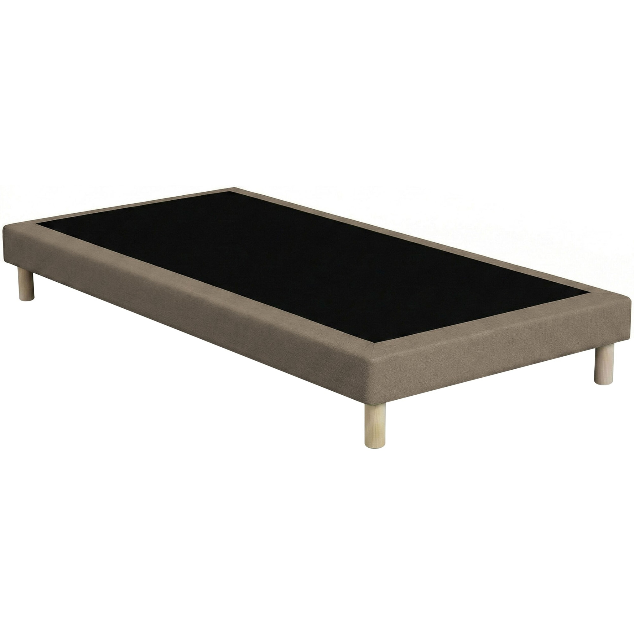 Sommier tapissier à lattes fixes taupe, couchage ferme, soutien optimal